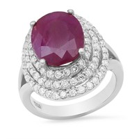 14K WHITE GOLD 2.25CT RUBY 1.50CT DIAMOND RING