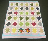 Hand crafted Quilt, eight point Star and block