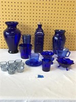 Various Pieces of Vintage Cobalt Blue Glassware