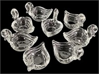 8 Clear Glass Heart Shaped Swan Individual Salts