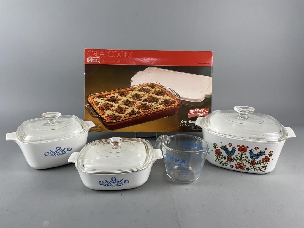 Vtg Pyrex, Corning & Anchor Hocking Baking Dishes