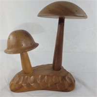 Decorative wood mushroom statue