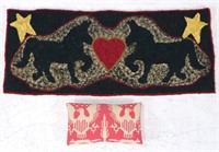 Hooked Rug of Horses & Eagle Coverlet Pillow