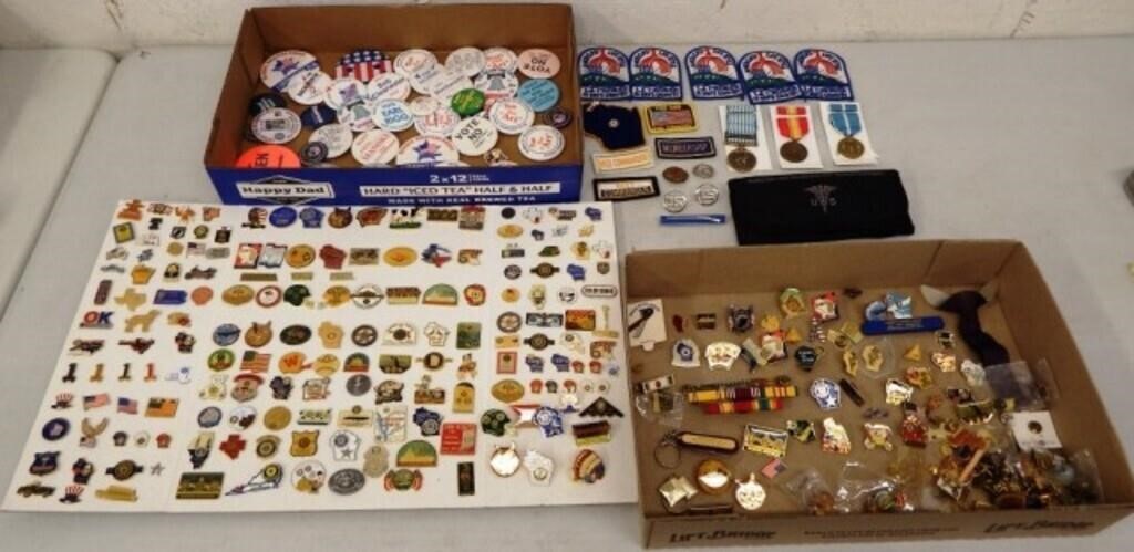 Huge Lot of Pins, Medals, Patches, Pinbacks & More