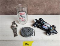 Vtg Indy 500 Pewter Belt Buckle/ Items