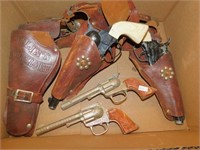 HUBLEY RODEO, FANNER 50 CAP GUNS, HOLSTERS,