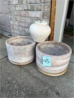 Clay flowerpots with water bases