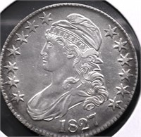 1827 BUST HALF DOLLAR AU