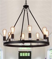 8-Light Wagon Wheel Chandelier  E26 W26.3