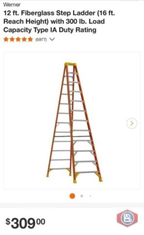 2 pcs; Werner 12 ft. Fiberglass Step Ladder (16