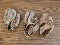 3 Vintage 1950s  Baseball Gloves - Jim Millaw, Jim