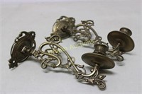 Antique Wall Mounted Brass Candle Holders