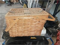 Wooden picnic basket