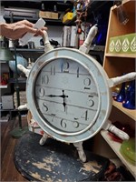 Nautical Boat Wheel Shaped Wooden Clock Decor