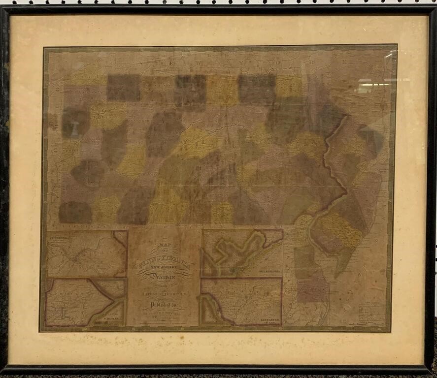 1839 Framed Map, Pennsylvania