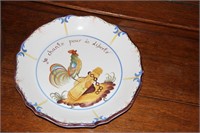 Hand-painted rooster dinner plate