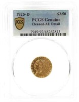 1925-D US INDIAN HEAD $2.50 GOLD COIN PCGS GRADED