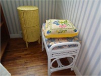 Wicker Door Cabinet, Stool, Chair and Table
