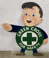 Green Cross For Safety wood painted sign