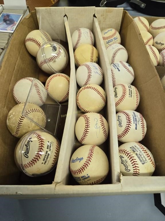 Large collection of 54 autographed baseballs as