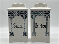 Delft Blue & White Sugar Barley Kitchen Canisters