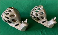 2 Cast Iron Snail Candleholders