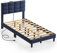 Twin Bed Frame w/ Charging Station  Blue