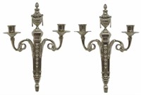 (2) LOUIS XVI STYLE POLISHED NICKEL PLATED SCONCES