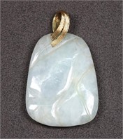 14K Gold & Carved Jade Pendant