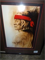 Signed & Numbered Print Of Indian W/ Red Headband