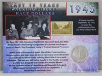 1945 Walking Liberty Half Dollar with 3 Cent