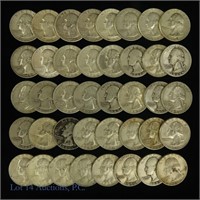 90%-Silver Washington Quarter Roll (40)