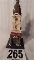 BISQUE CHRISTMAS CLOCK TOWER 11"