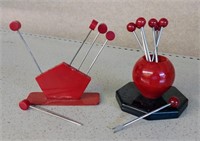 BAKELITE RED & BLACK COCKTAIL SKEWERS