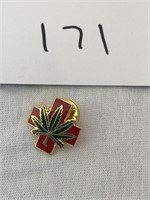 Cannabis leaf and red cross lapel pin