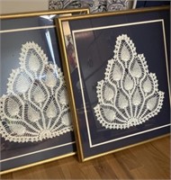 Pair of Framed Handmade Doilies