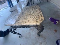 Patio End Table w/Granite Top wrought iron stand