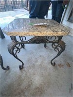 Patio End Table w/Granite Top wrought iron stand