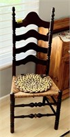 Vintage Ladder Back Chair w Rush Seat *HAS WEAR*