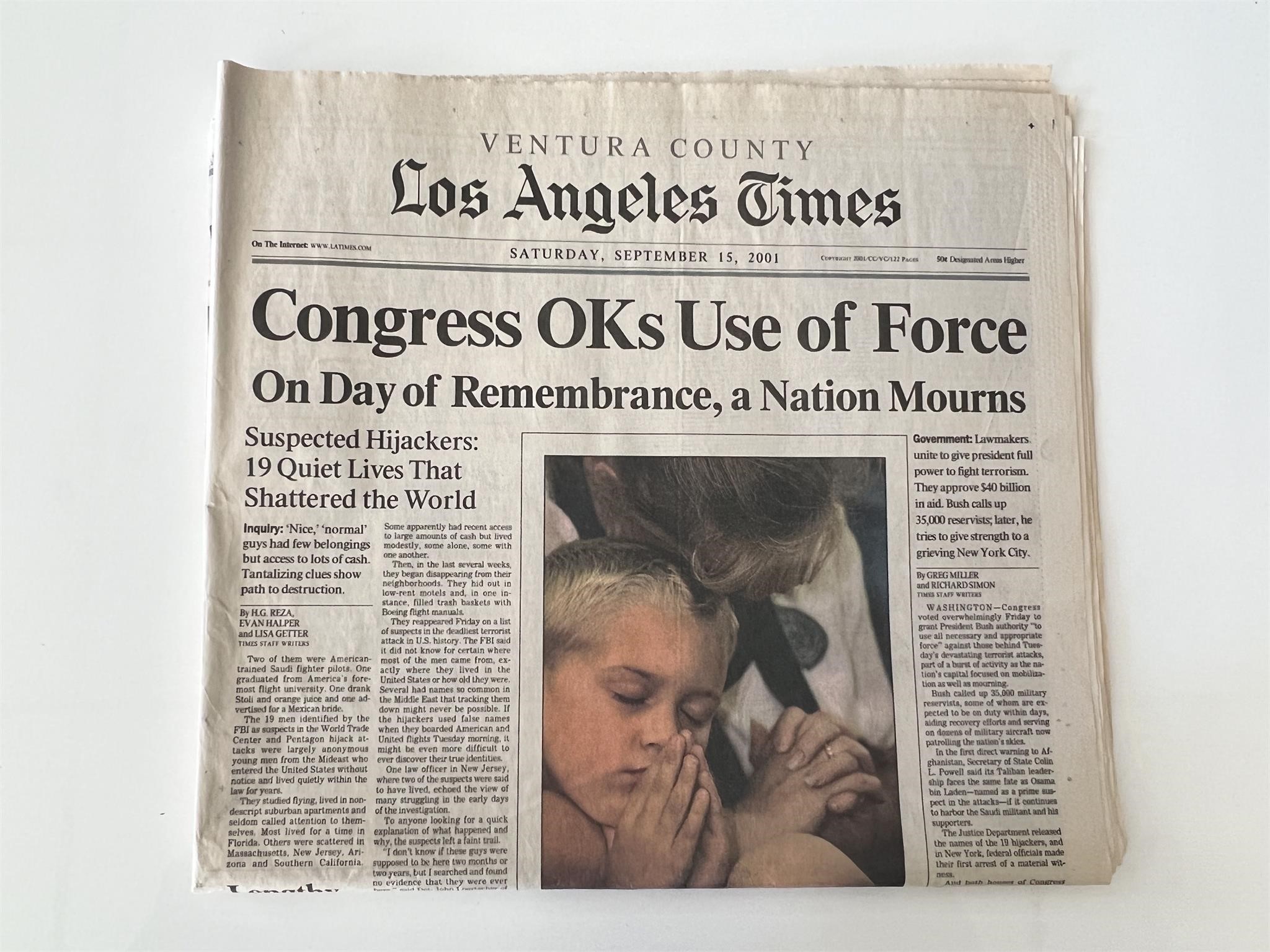 LA Times 9/15/01- Congress use of Force