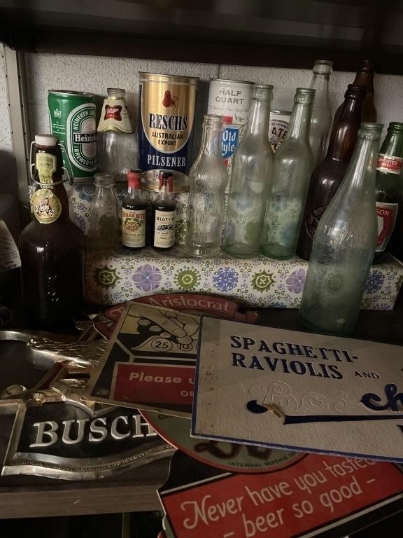 Lot Of Vintage Bottle & Signs