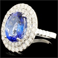 6.31ct Tanzanite & 1.26ctw Diam Ring in 18K Gold