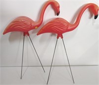 2 Flamingo Lawn Ornaments