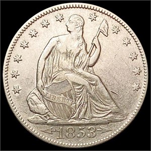 1853 Arrows Seated Liberty Half Dollar CHOICE AU