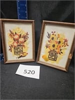 2 framed embroidered art