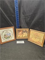 Lot of 3 Pieces of Tile Art and Trivets