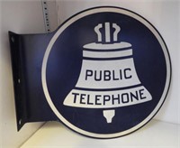Vintage Public Telephone double sided round