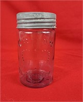 Violet glass Crown jar with Violet glass lid