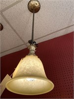 Pendant ceiling light, large tan glass shade