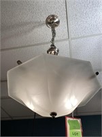Larger ceiling hang light swirled glass globe